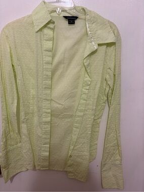Moda International Light Lime Green Swiss Dot Button-Down Shirt